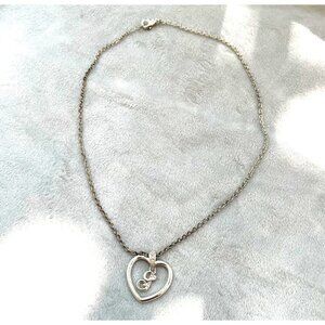 Avon Heart "G" Pendant Chain Necklace Silver Tone Lobster Closure